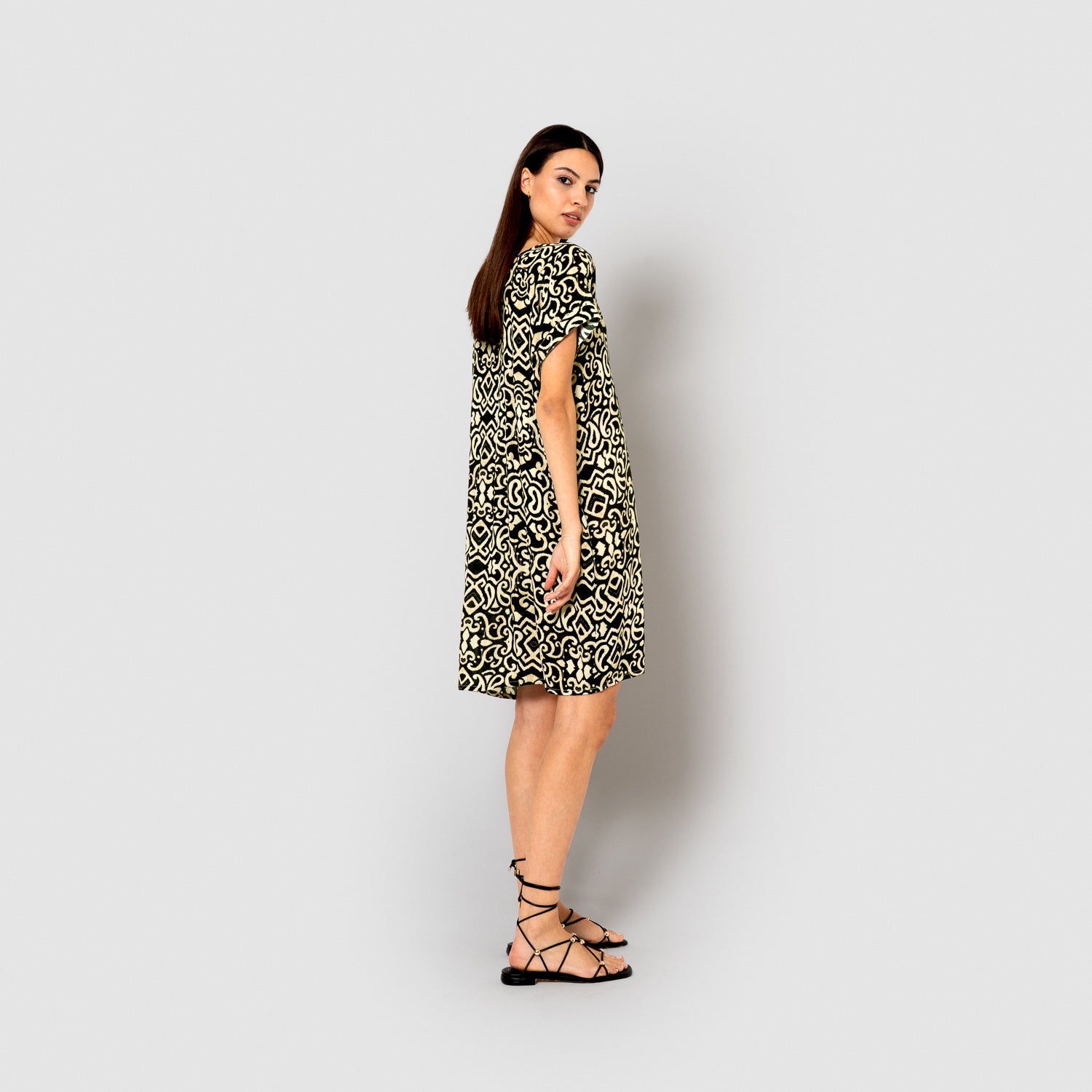 Alexis black viscose chambray short dress