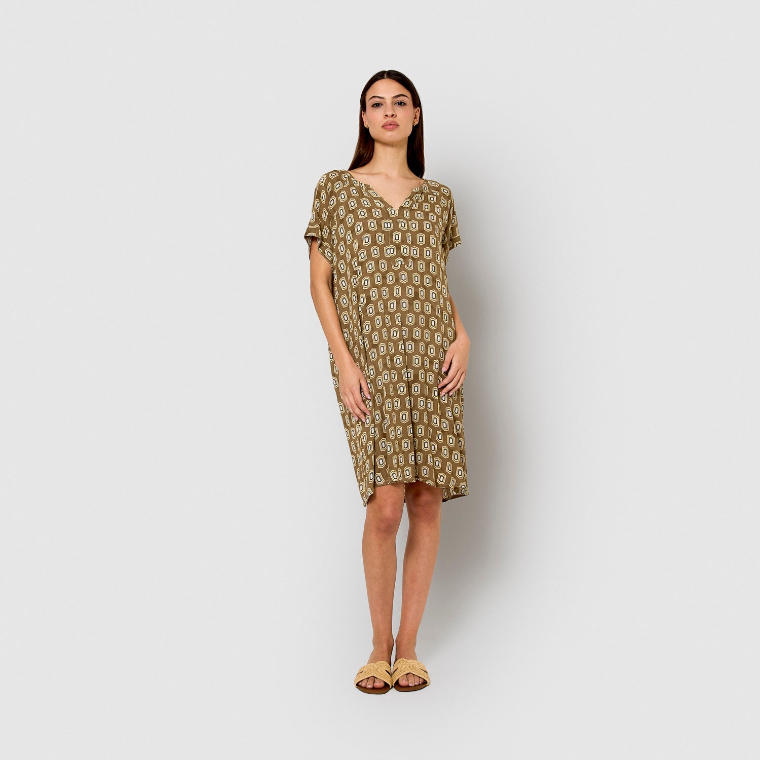 Vestido corto bambula detalles plisados jackie verde