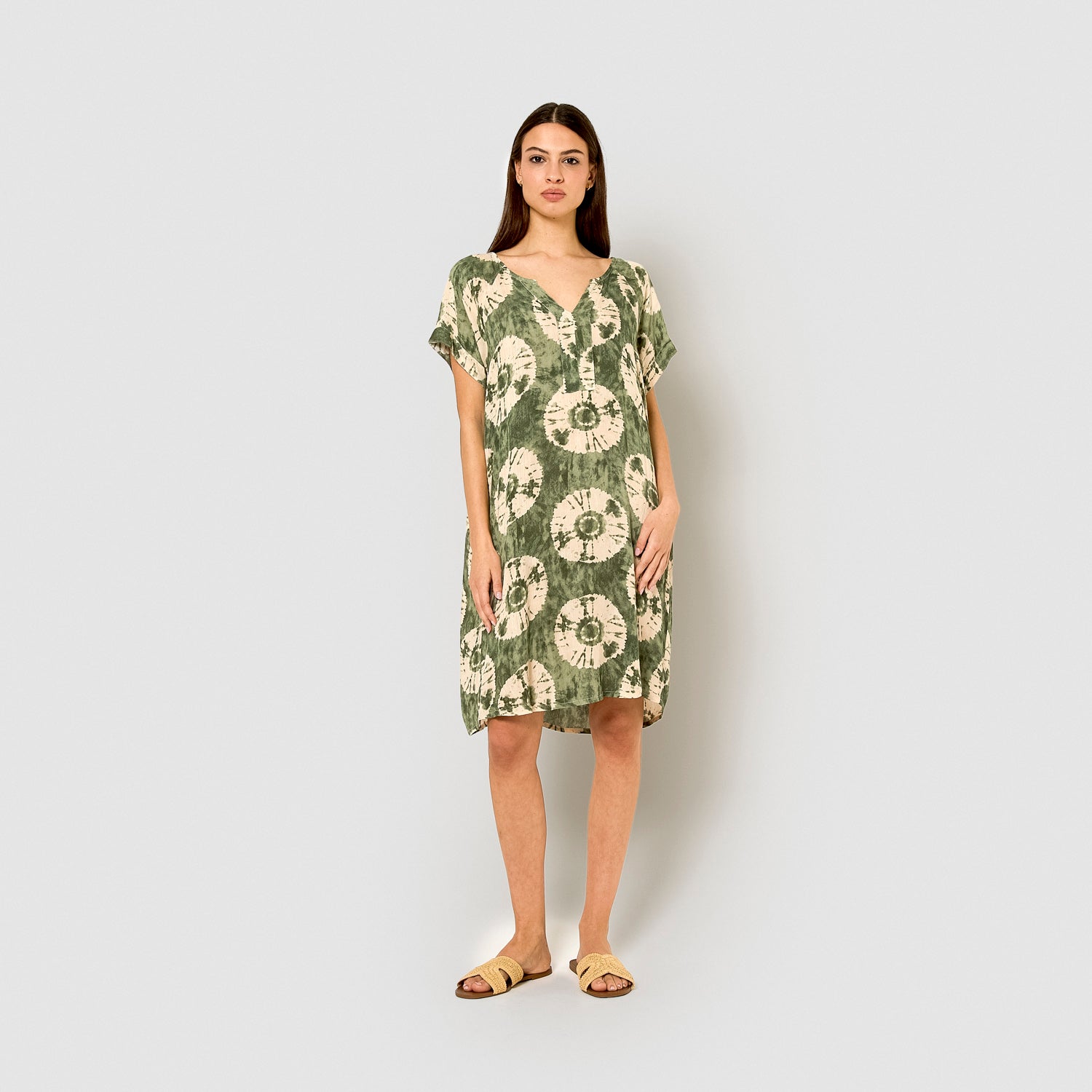 Vestido corto bambula detalles plisados dugan vercacería