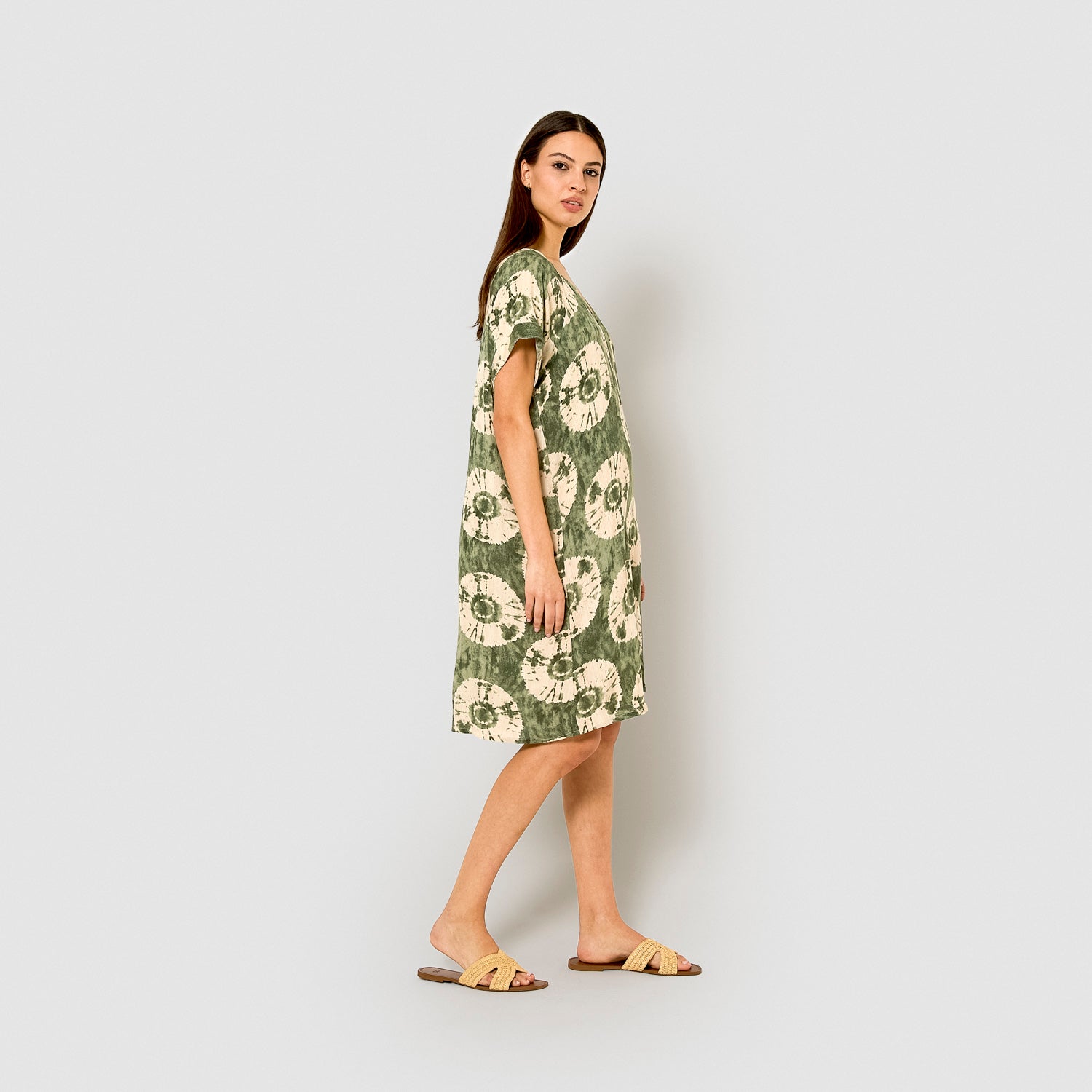 Robe courte en viscose bambula dugan, vert chasse