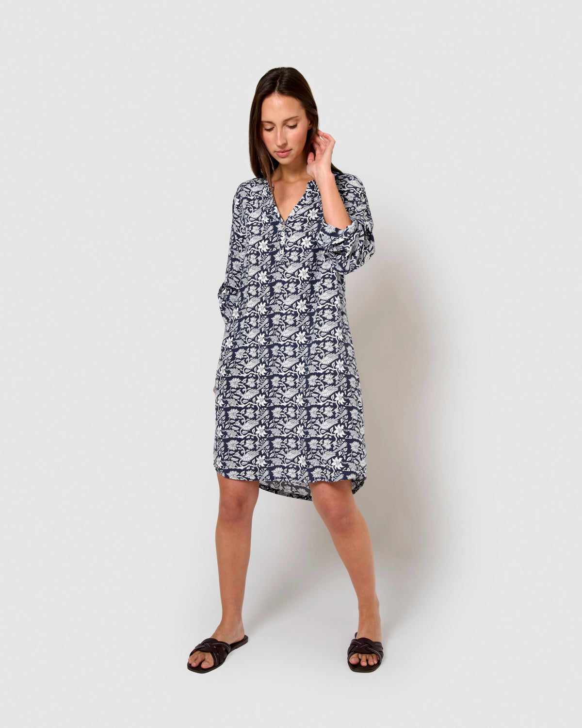 Vestido viscosa mykonos azul marino