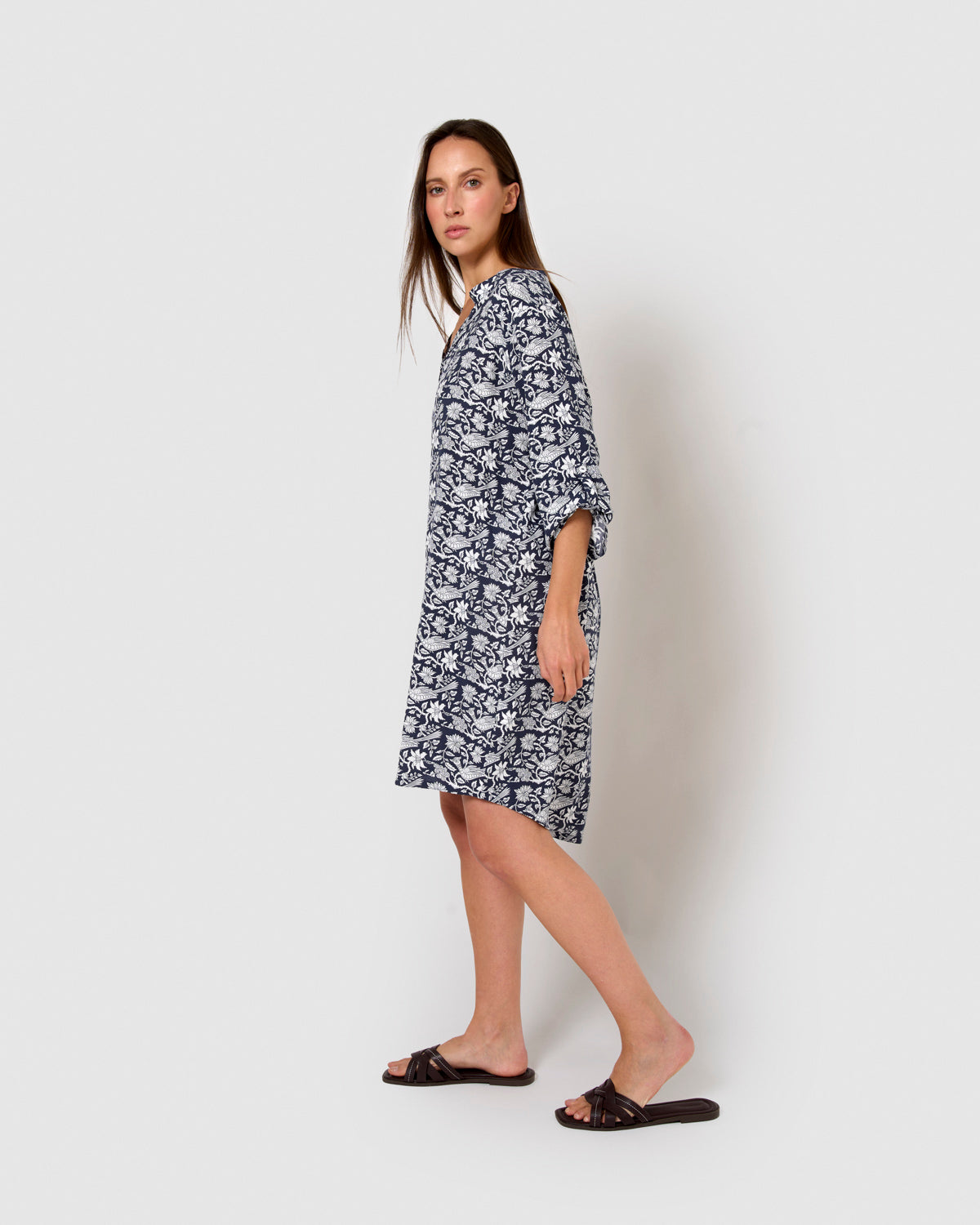 Vestido viscosa mykonos azul marino