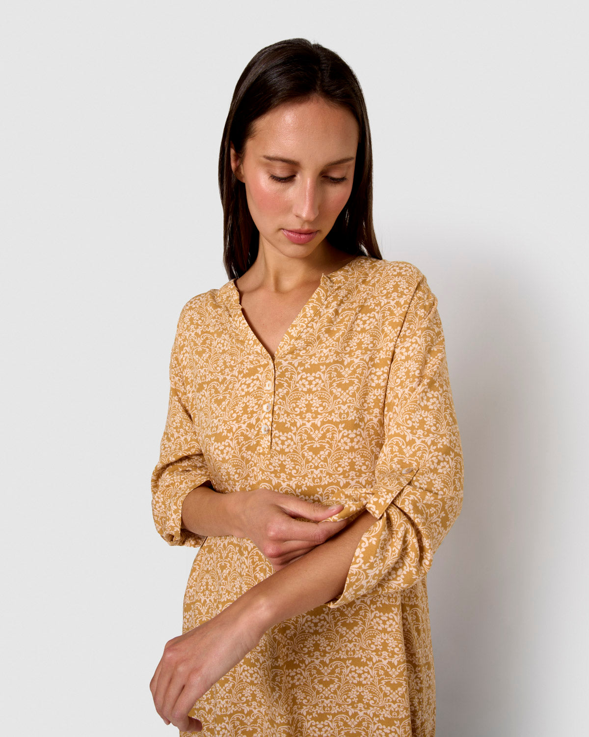 Vestido viscosa emeral ocre