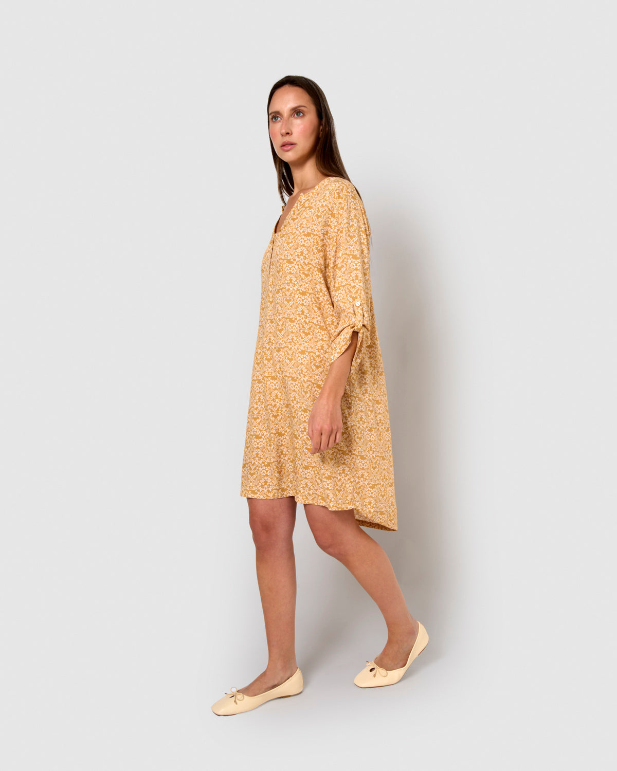 Vestido viscosa emeral ocre