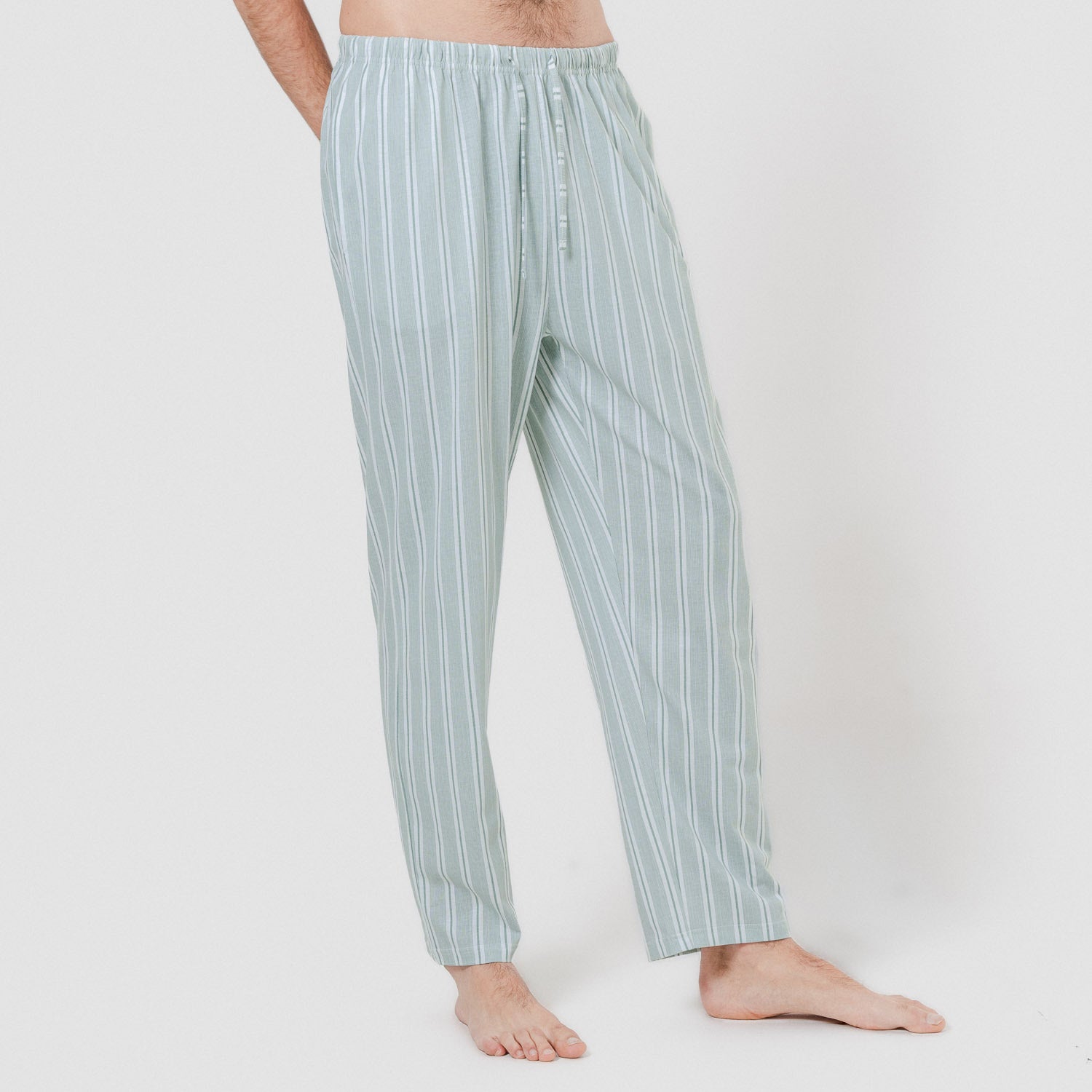 Hamon long cotton pajamas in aquamarine