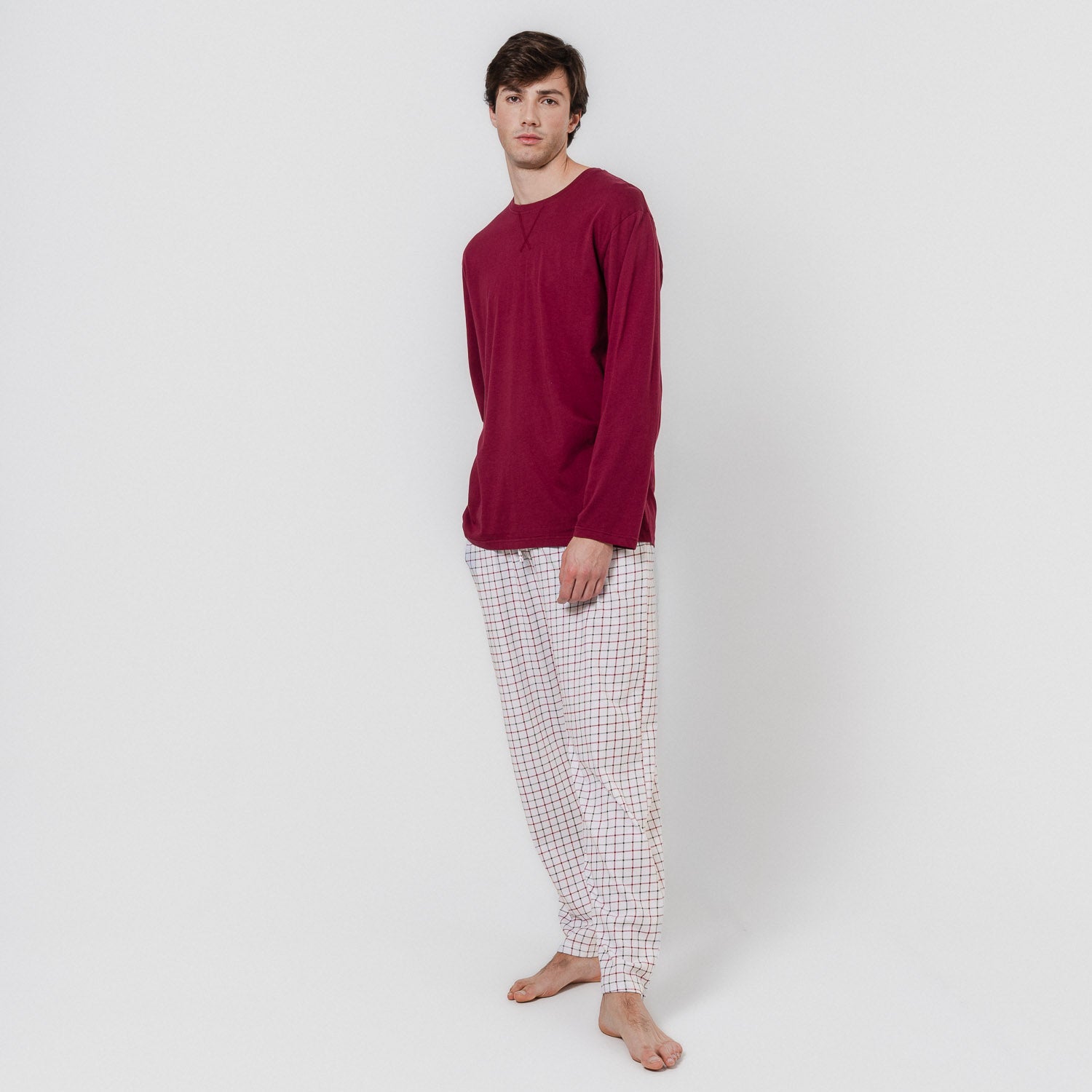 Pijama largo algodón hank burdeos