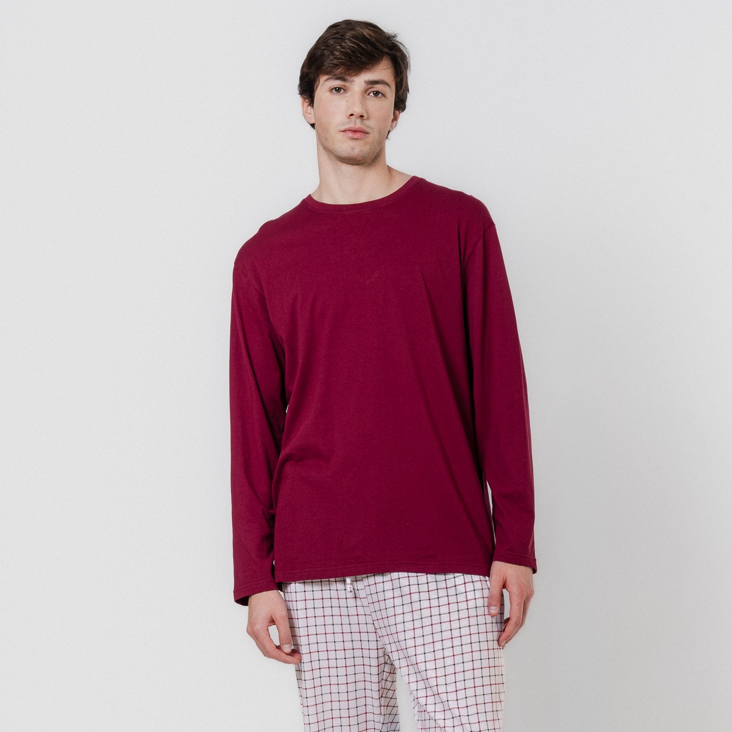 Pijama largo algodón hank burdeos