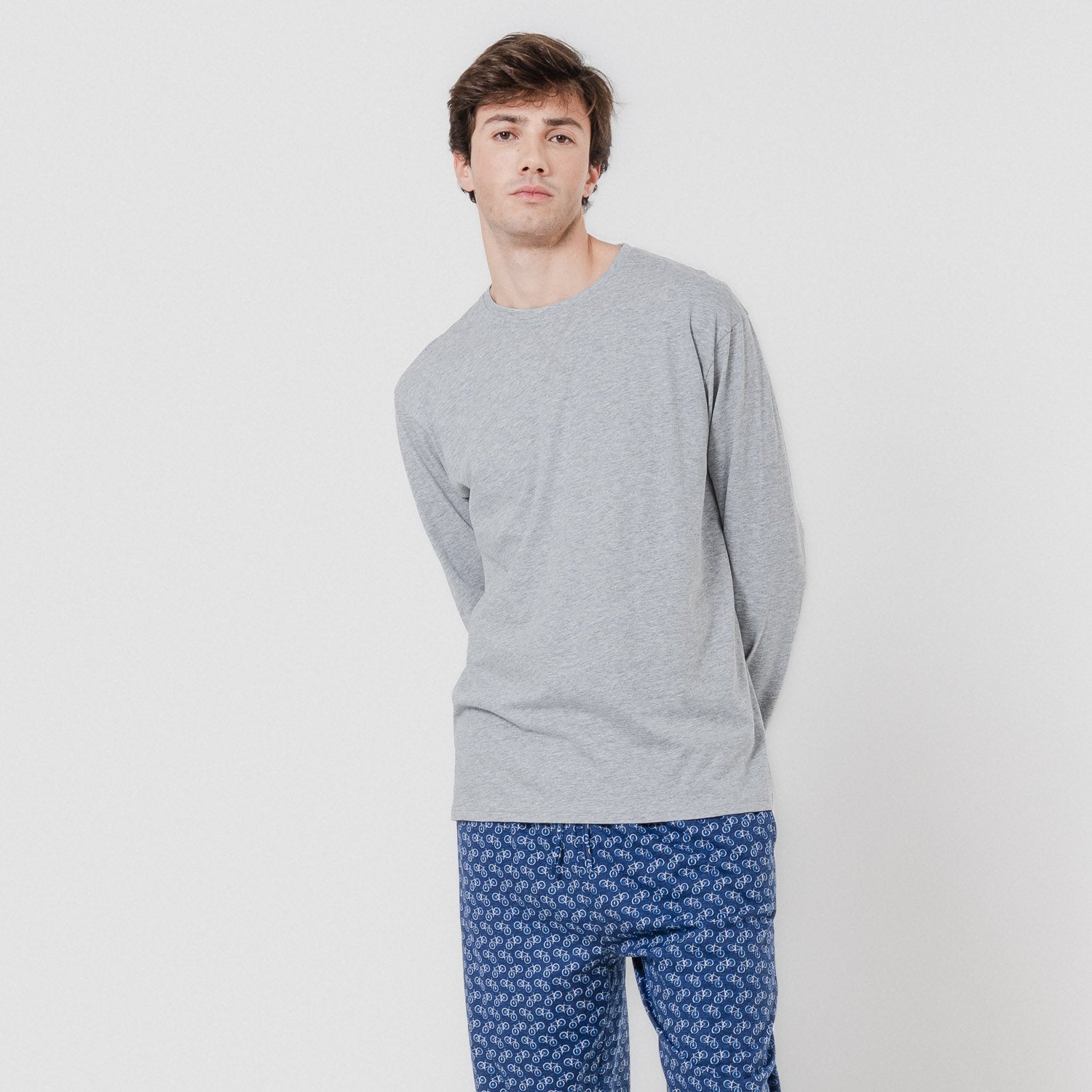 Pijama largo algodón cicle gris mezclado