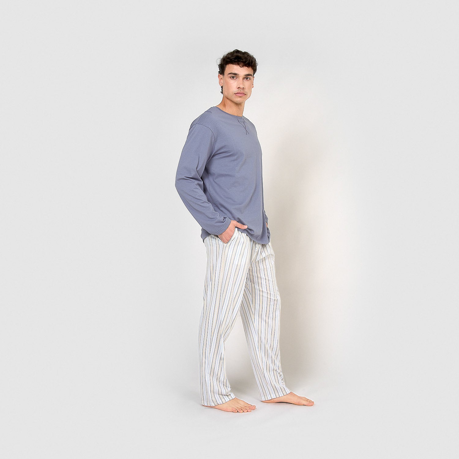 Pijama comprido de algodão Bill Indigo