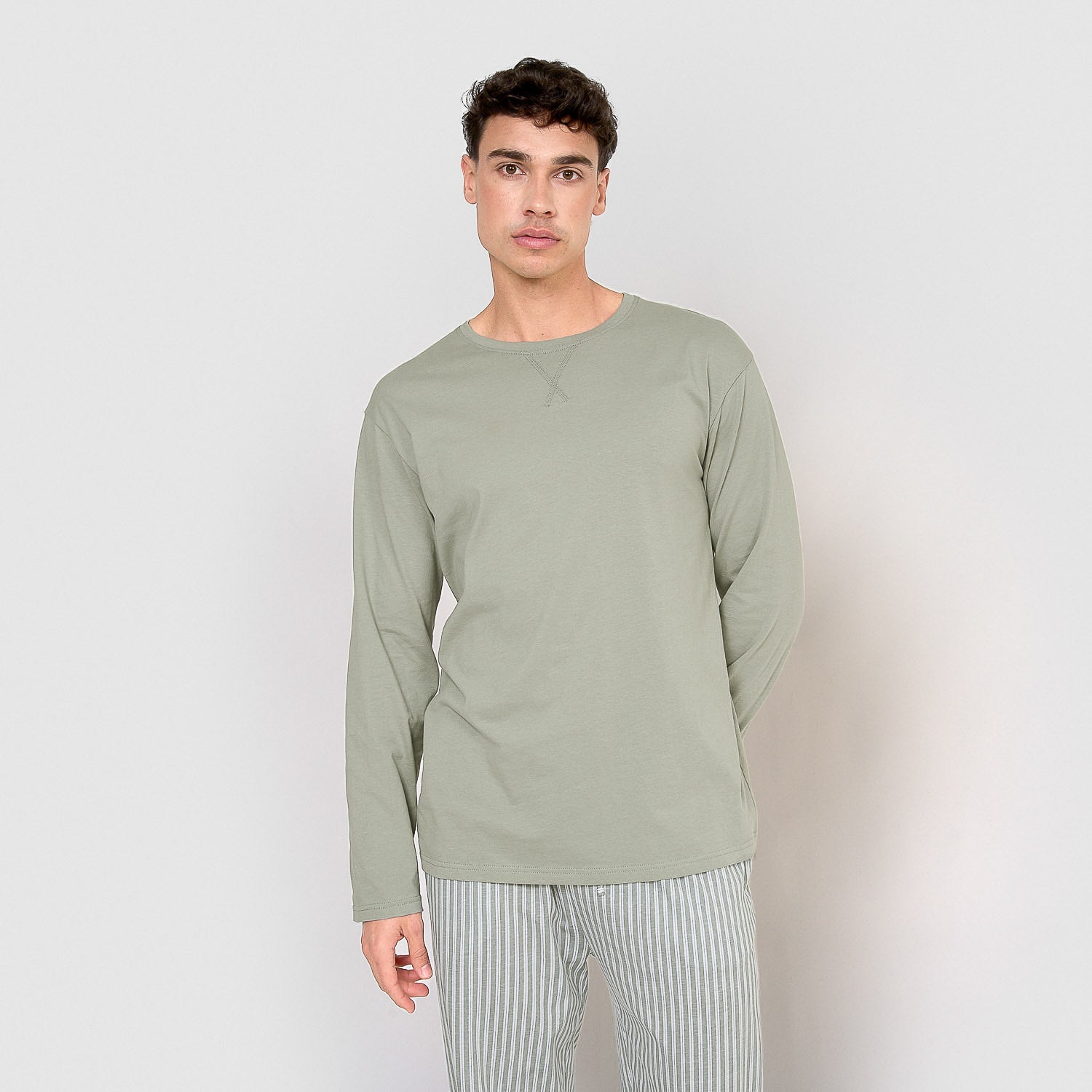 Pigiama lungo di cotone verde