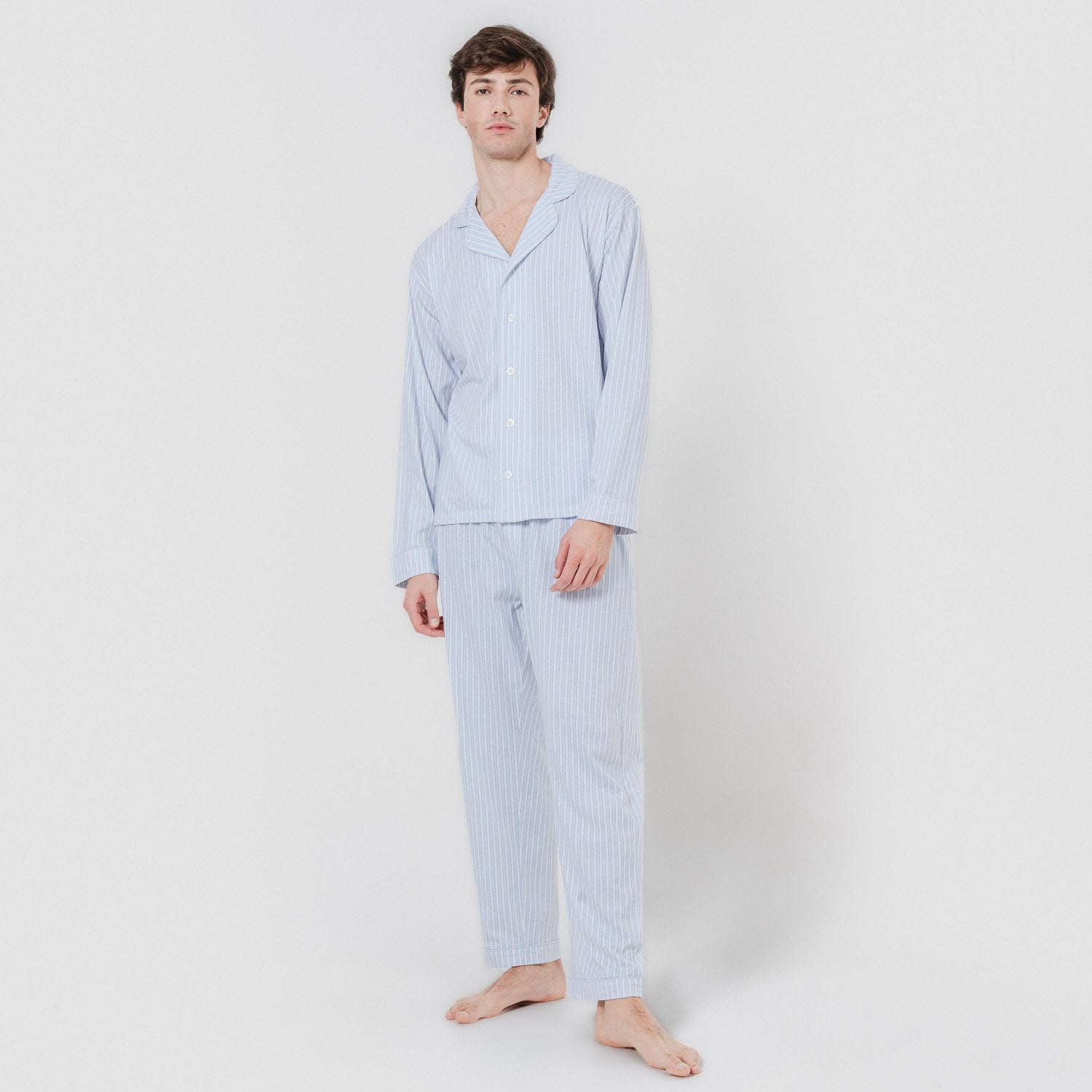 Pijama largo camisero algodón ferdinand celeste