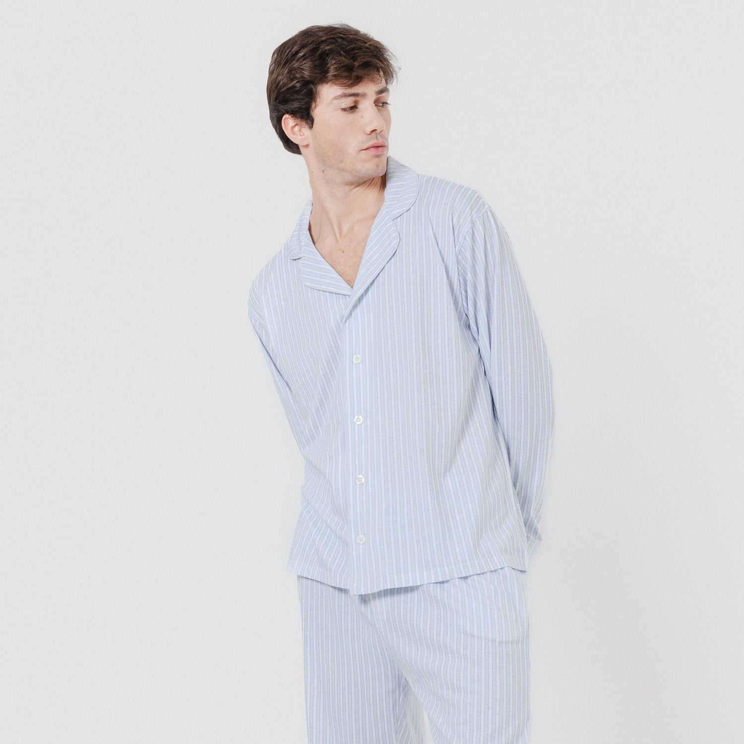Pijama largo camisero algodón ferdinand celeste