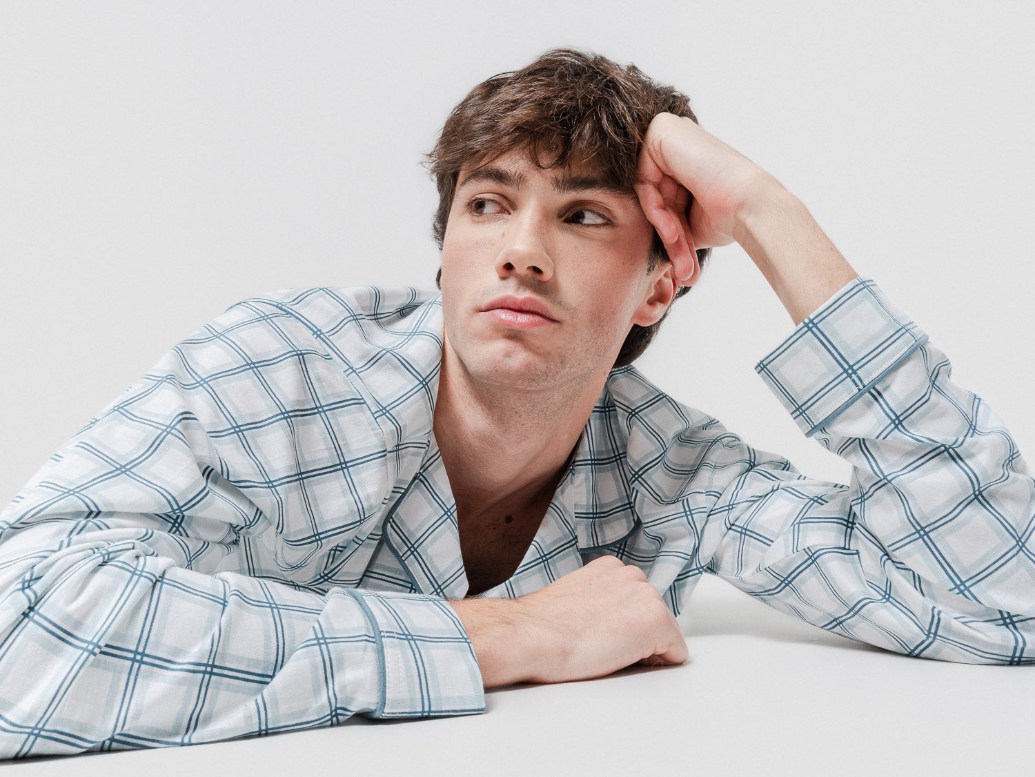 Pijama largo camisero algodón cuadro jake verde