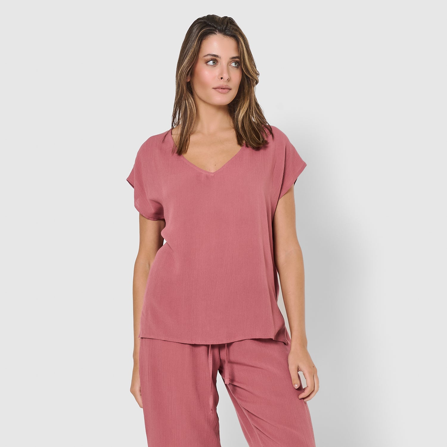 Camisa de mujer de bambula rosa