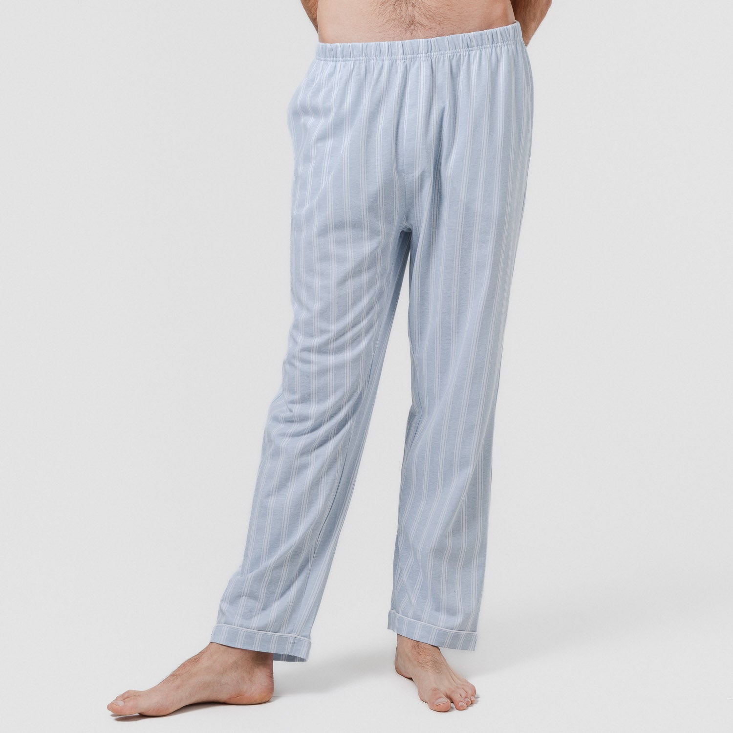 Pijama largo camisero algodón raya marsella azul