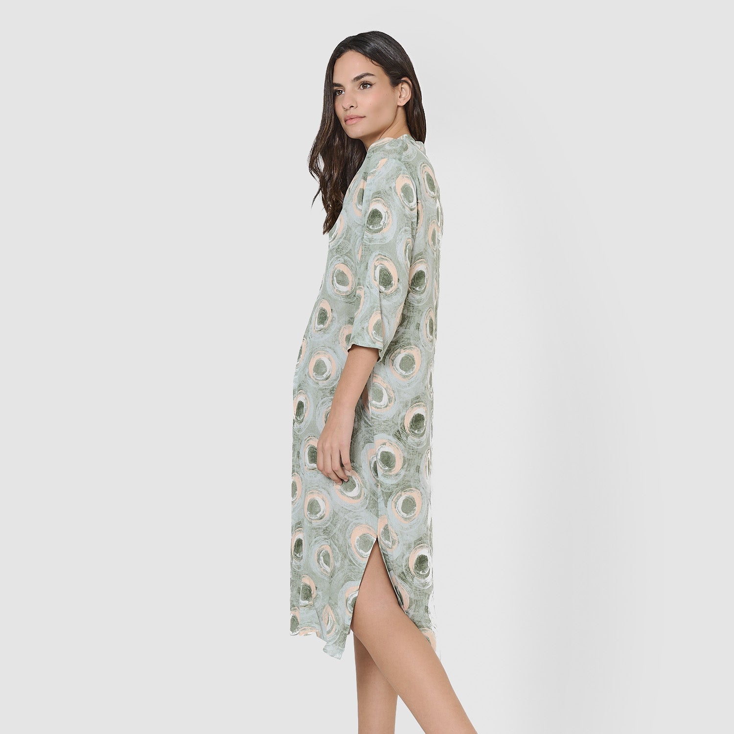 Abito midi in viscosa verde chiaro