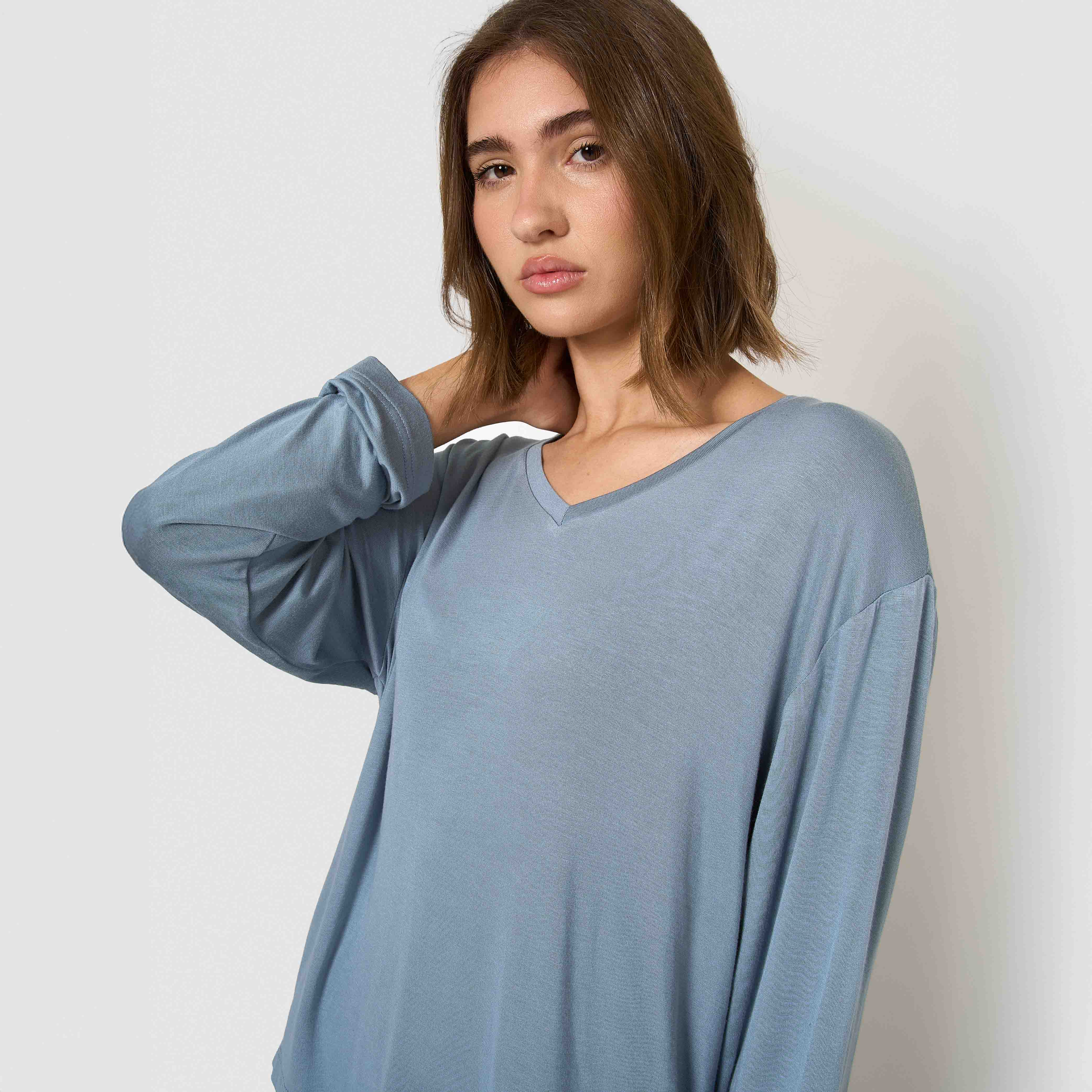 Pijama largo de viscosa índigo