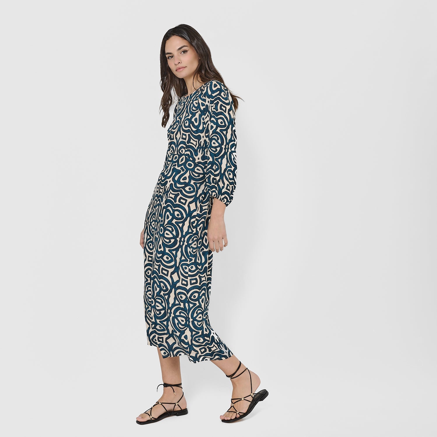 Vestido midi viscosa taissa azul