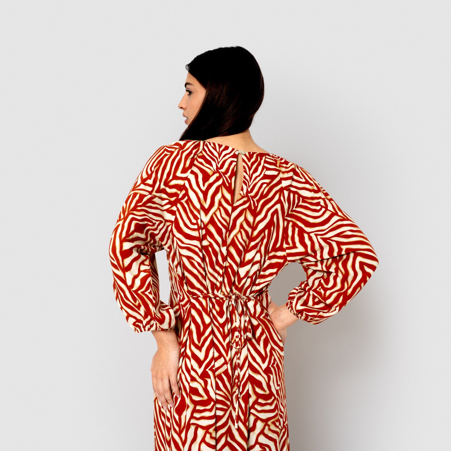 Vestido midi viscosa portabales teja