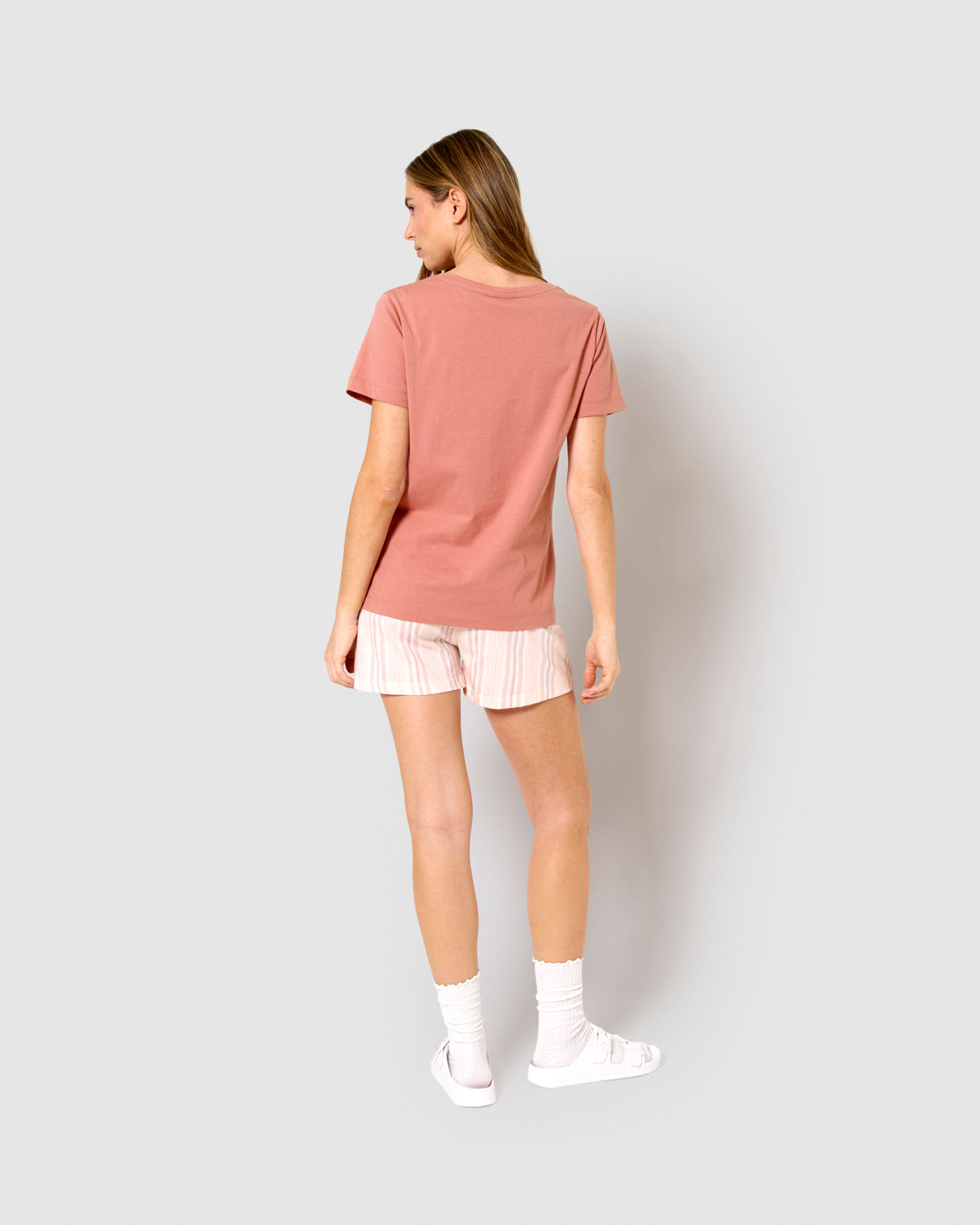 Pijama corto algodón raya martuca rosa