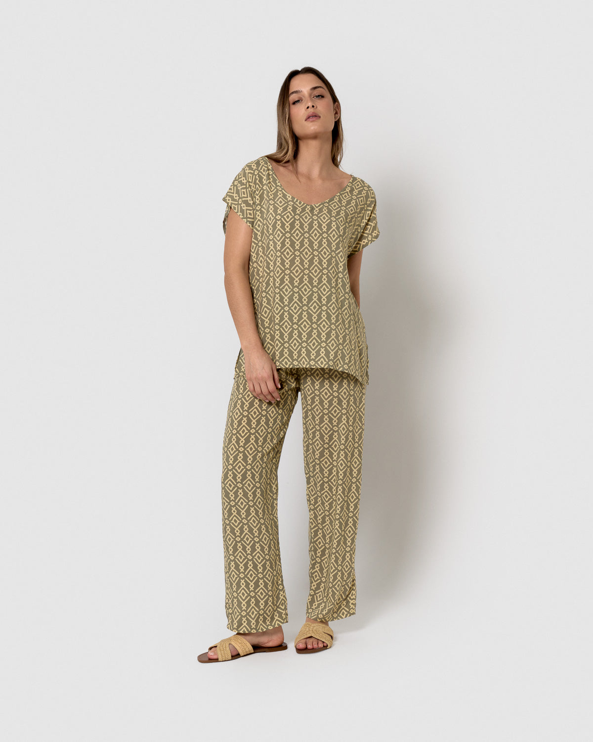 Viscose blouse, blonde green