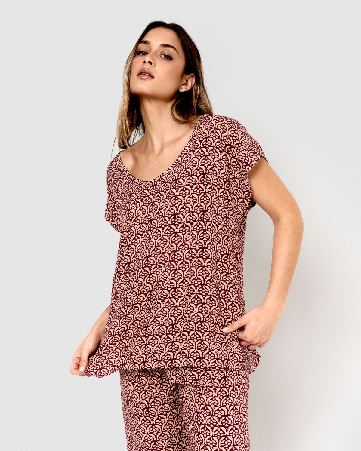 Blusa viscosa bosco buganvilla