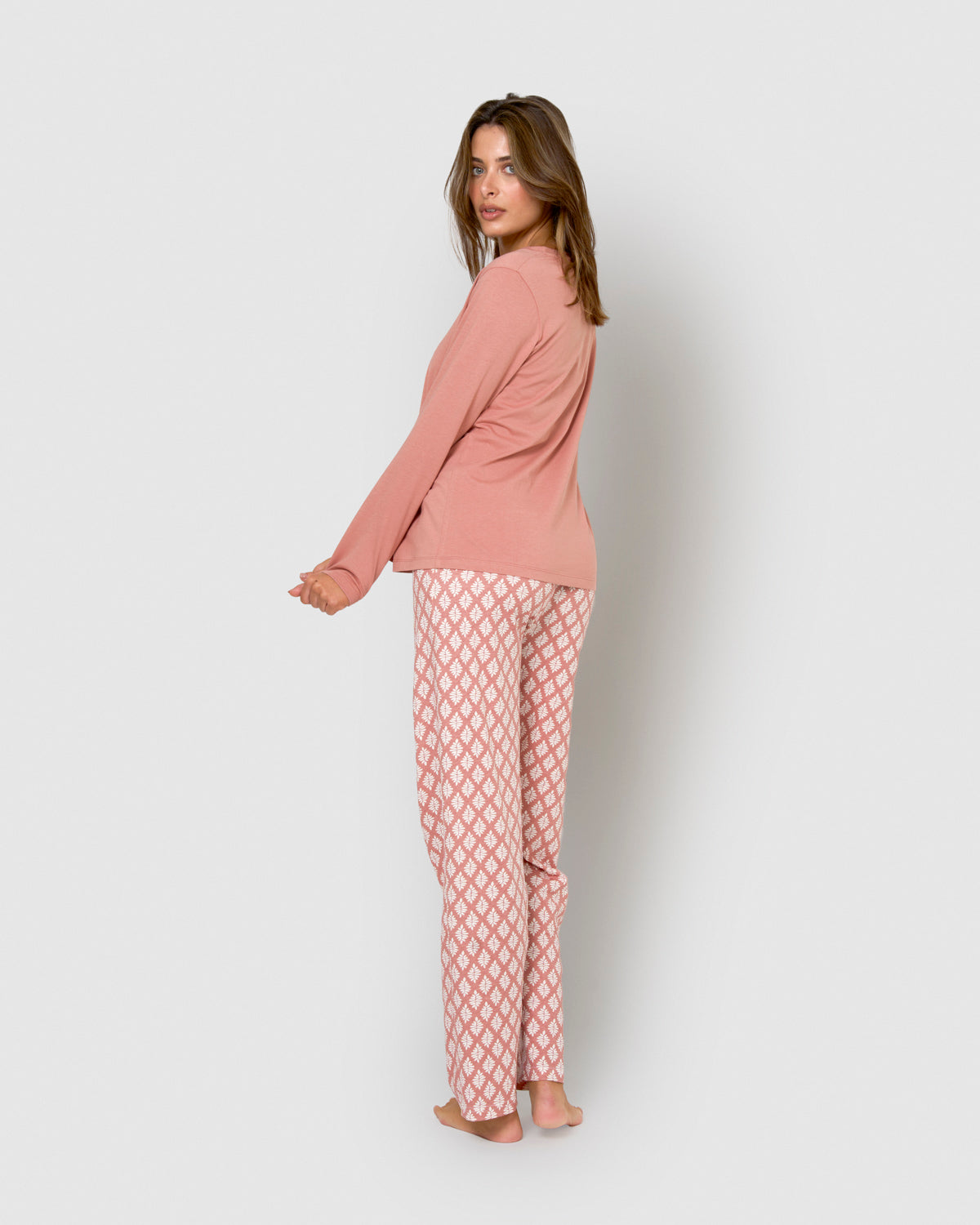 Zurich pink cotton women's long pajamas