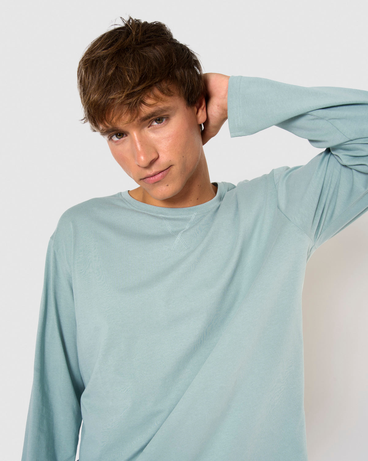 Long cotton pajamas, blue plaid