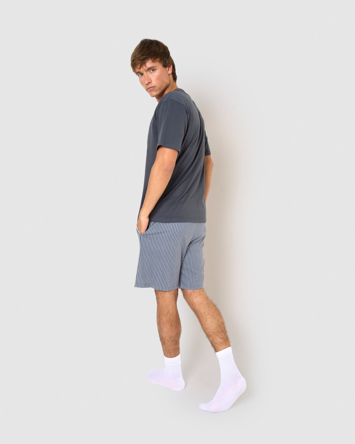 Pijama corto algodón raya chuck azul marino