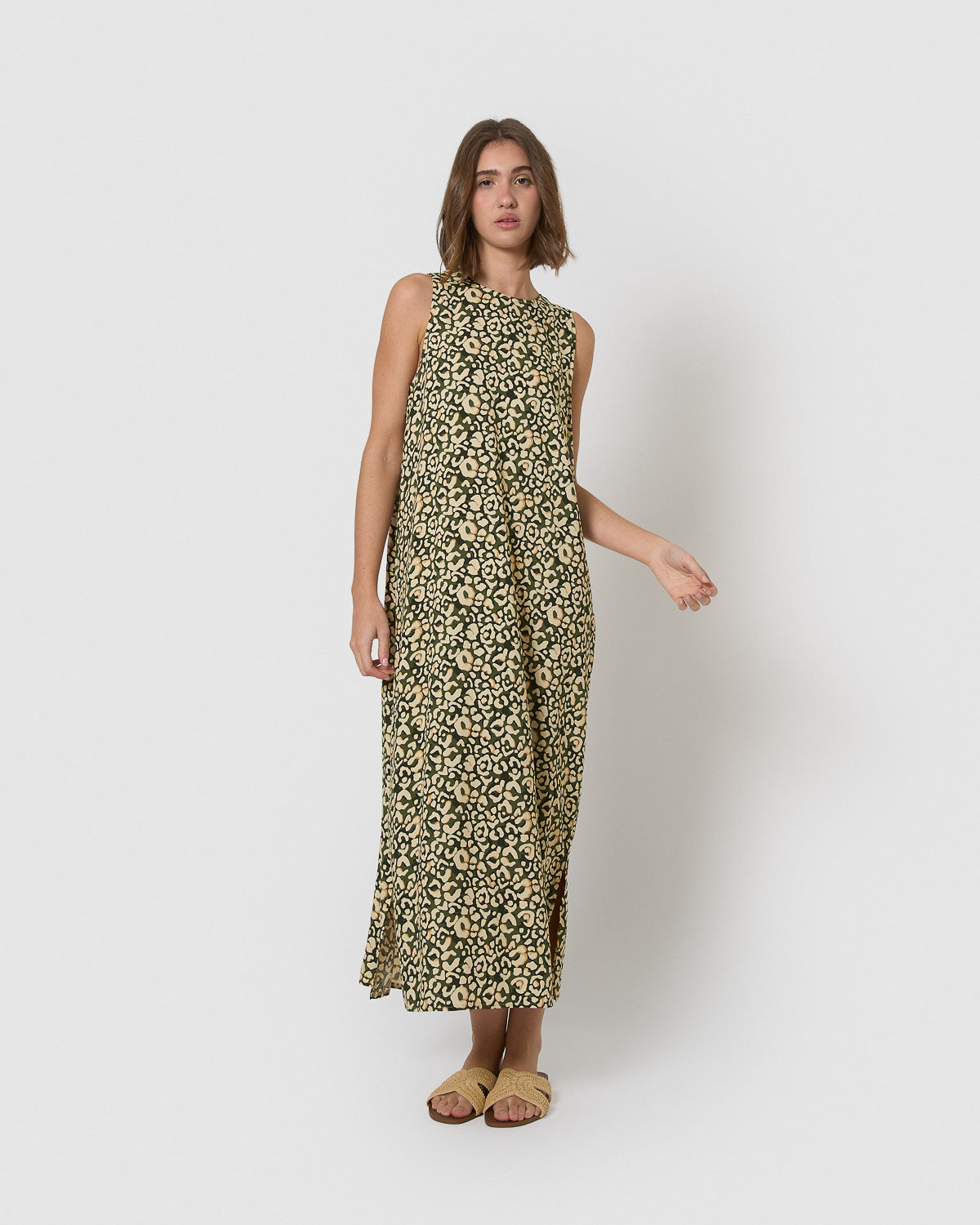 Vestido largo viscosa milina verde