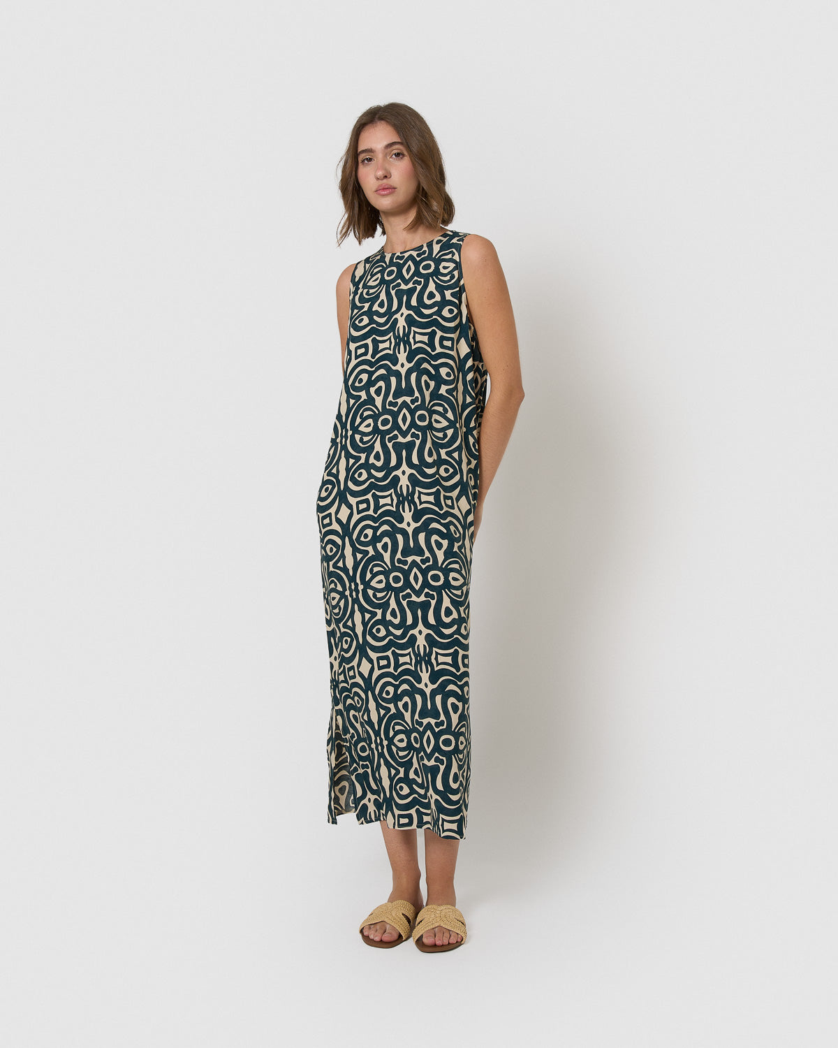 Vestido largo viscosa taissa azul