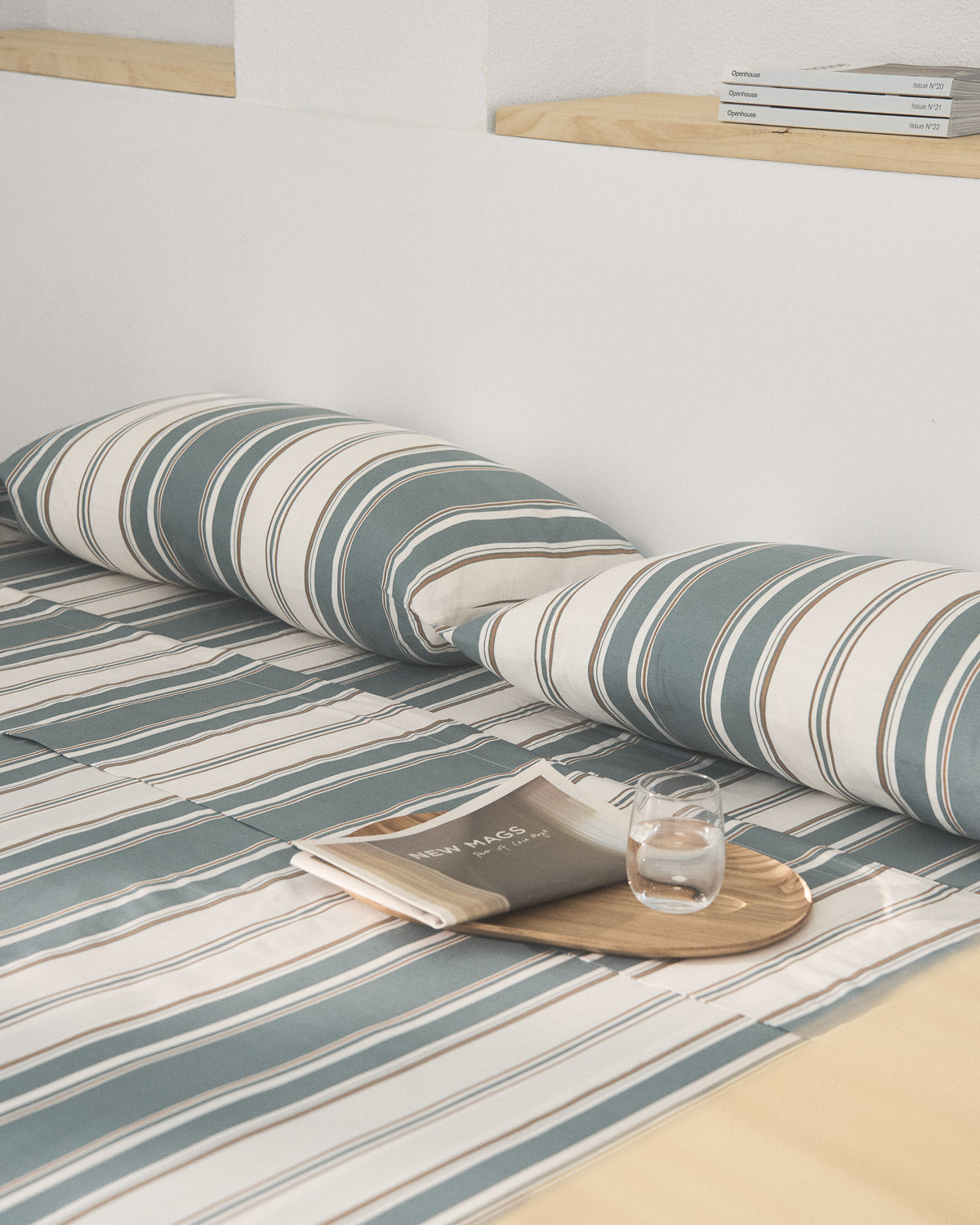 Juego de sábanas de algodón raya sansara verde keike