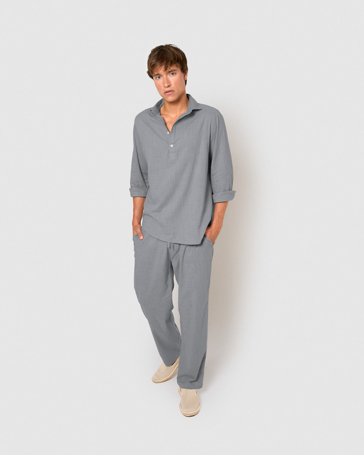 Camisa algodón azul