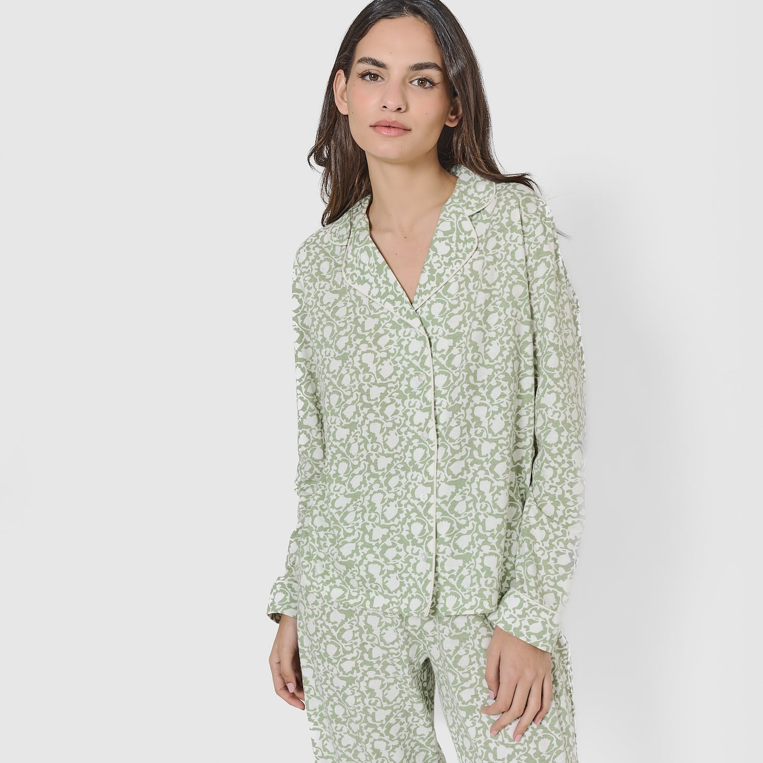 Pijama camisero algodón telma verde