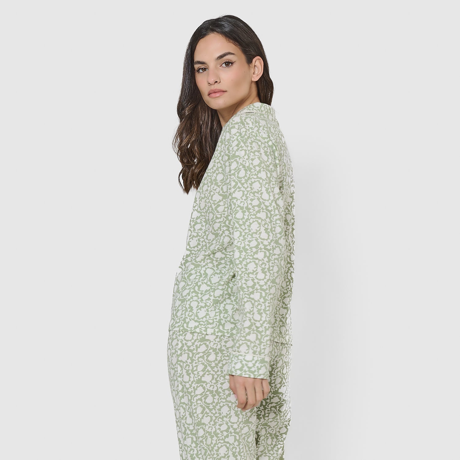 Pijama camisero algodón telma verde