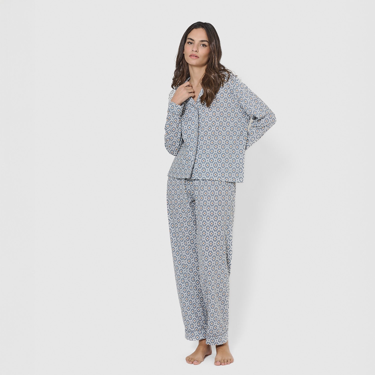 Pijama camisero algodón waterloo índigo