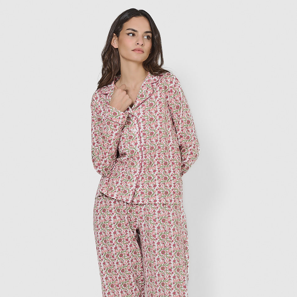Pijama camisero algodón amazonas rosa