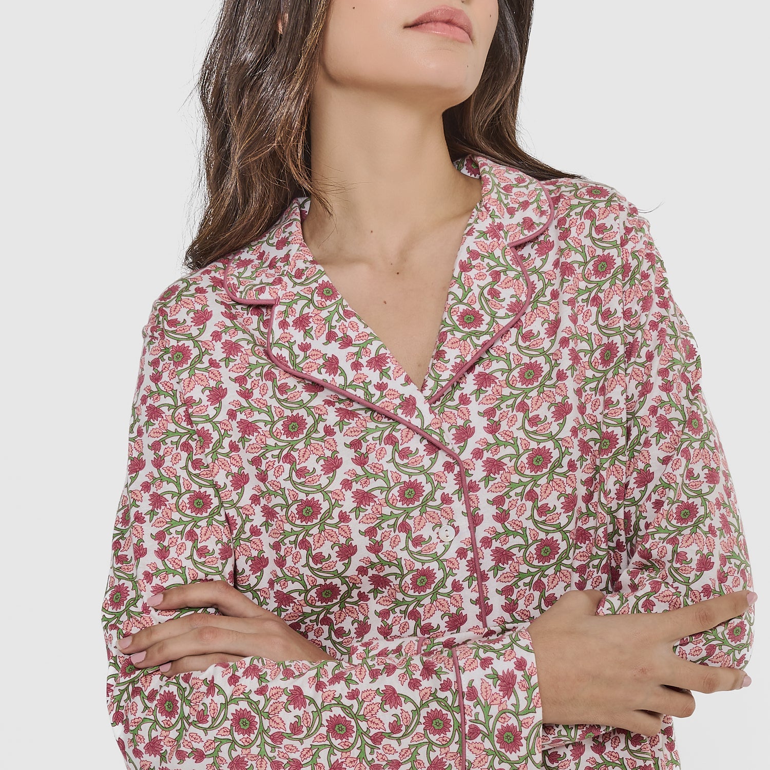 Pijama camisero algodón amazonas rosa