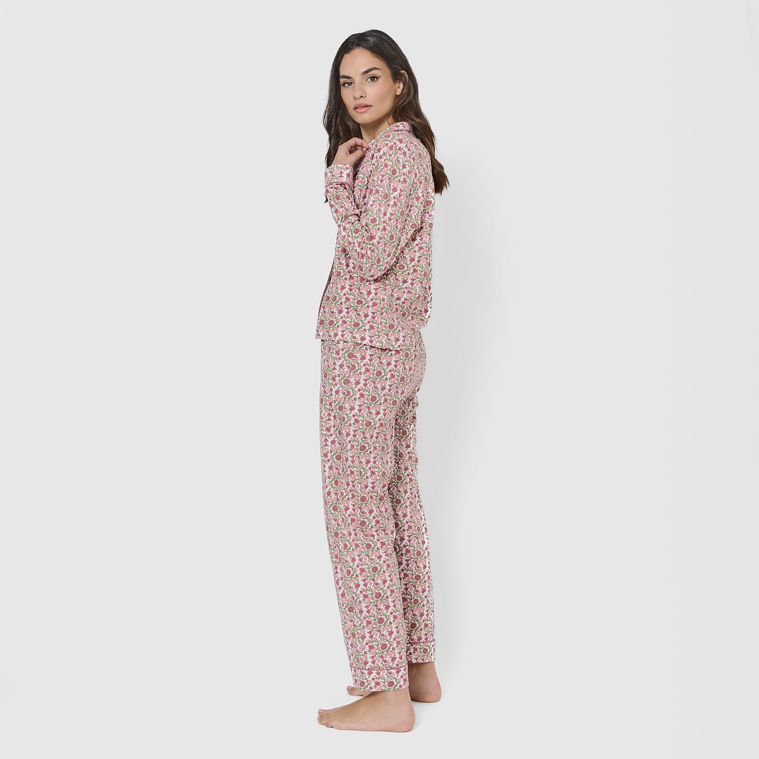 Pijama camisero algodón amazonas rosa
