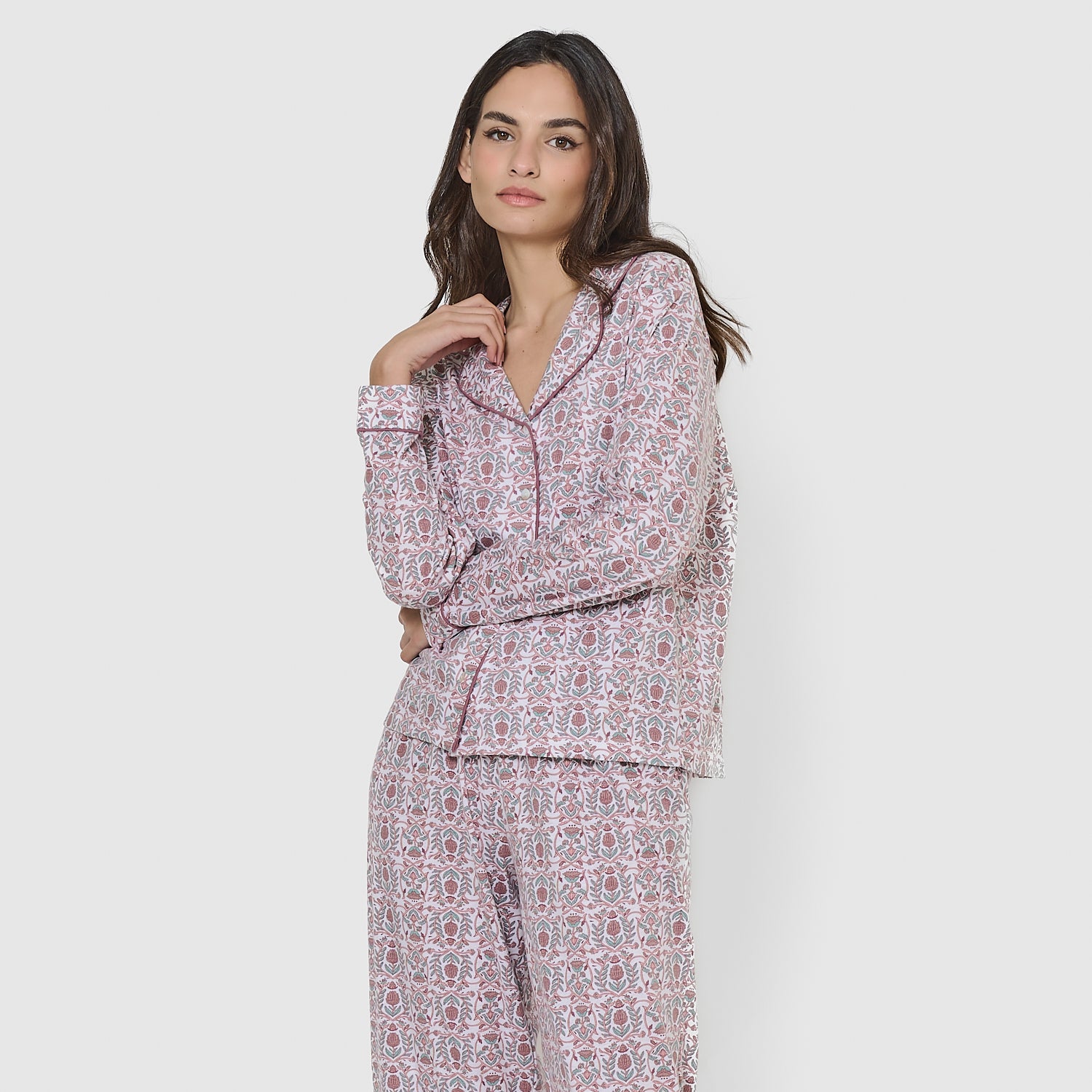 Pijama camisero algodón mia rosa