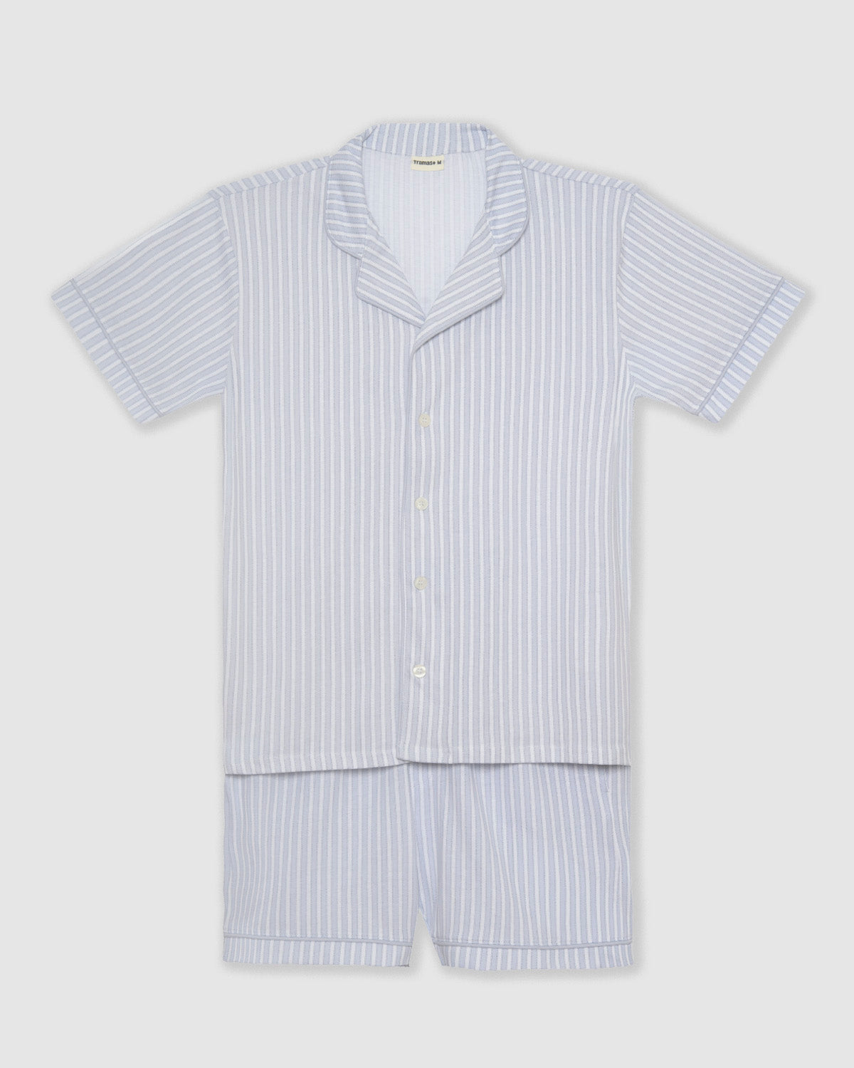 Pijama corto camisero hombre algodón raya ferdinand celeste