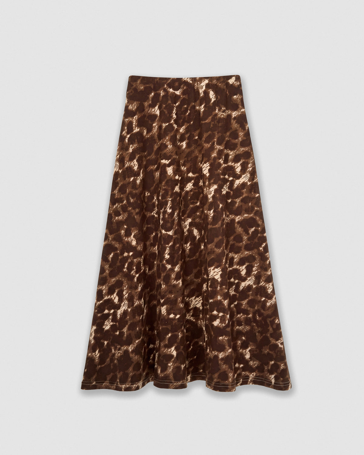 Falda midi viscosa evasé soft ura marrón