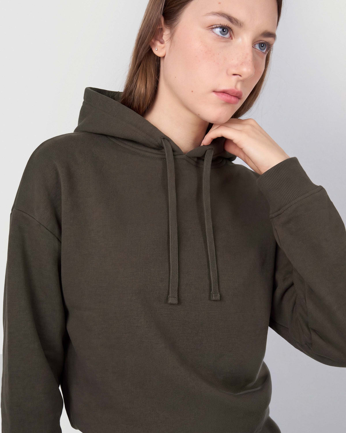Casaco com capuz estilo modal para mulher cinza marengo