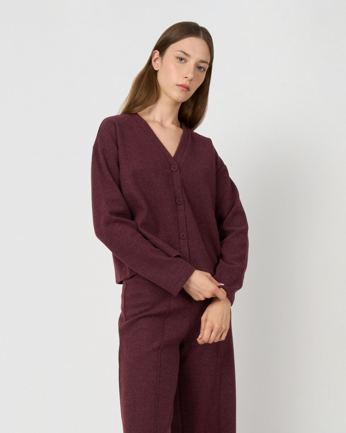 Set rebeca pantalón paño burdeos