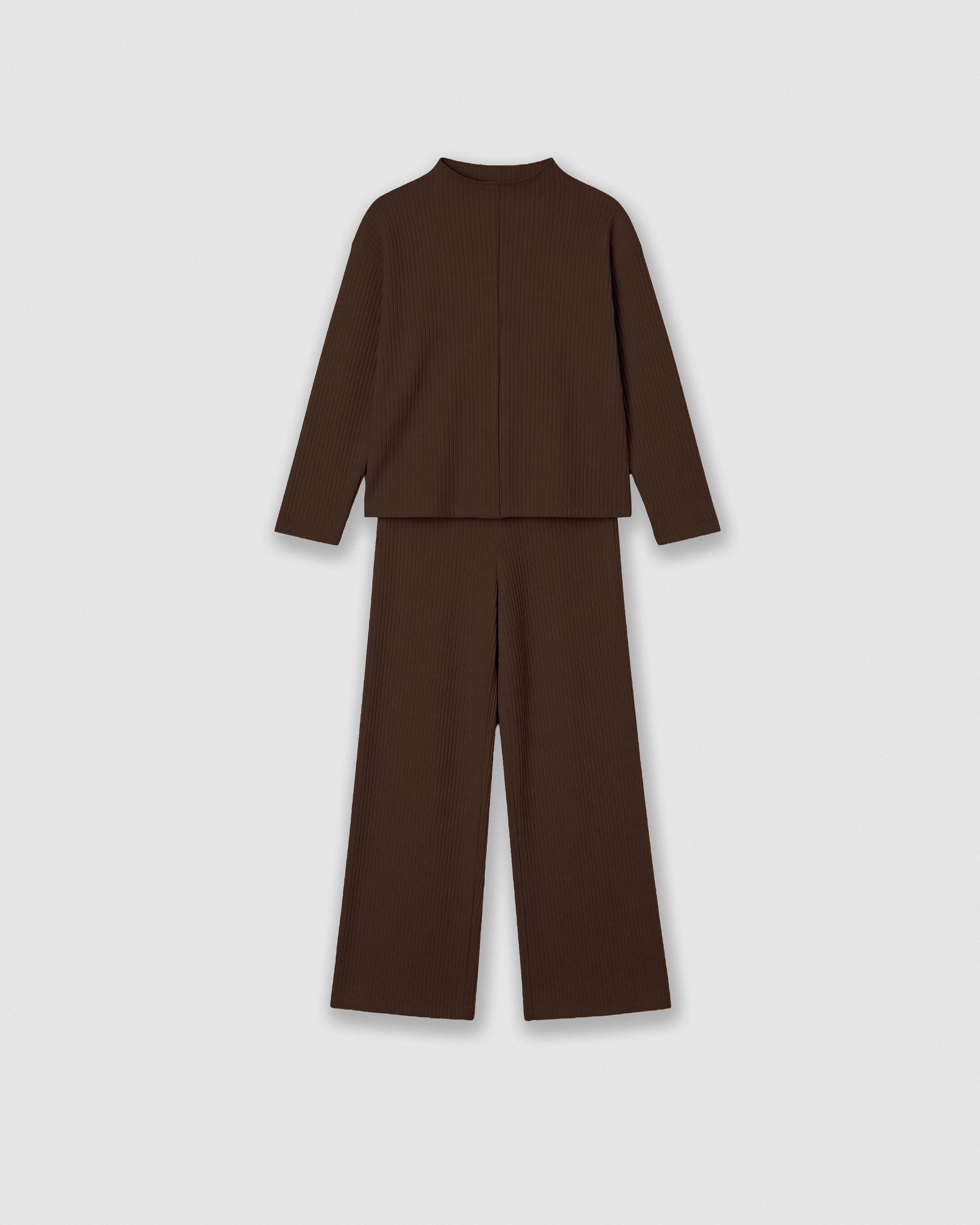 Set jersey pantalón canalé liso chocolate