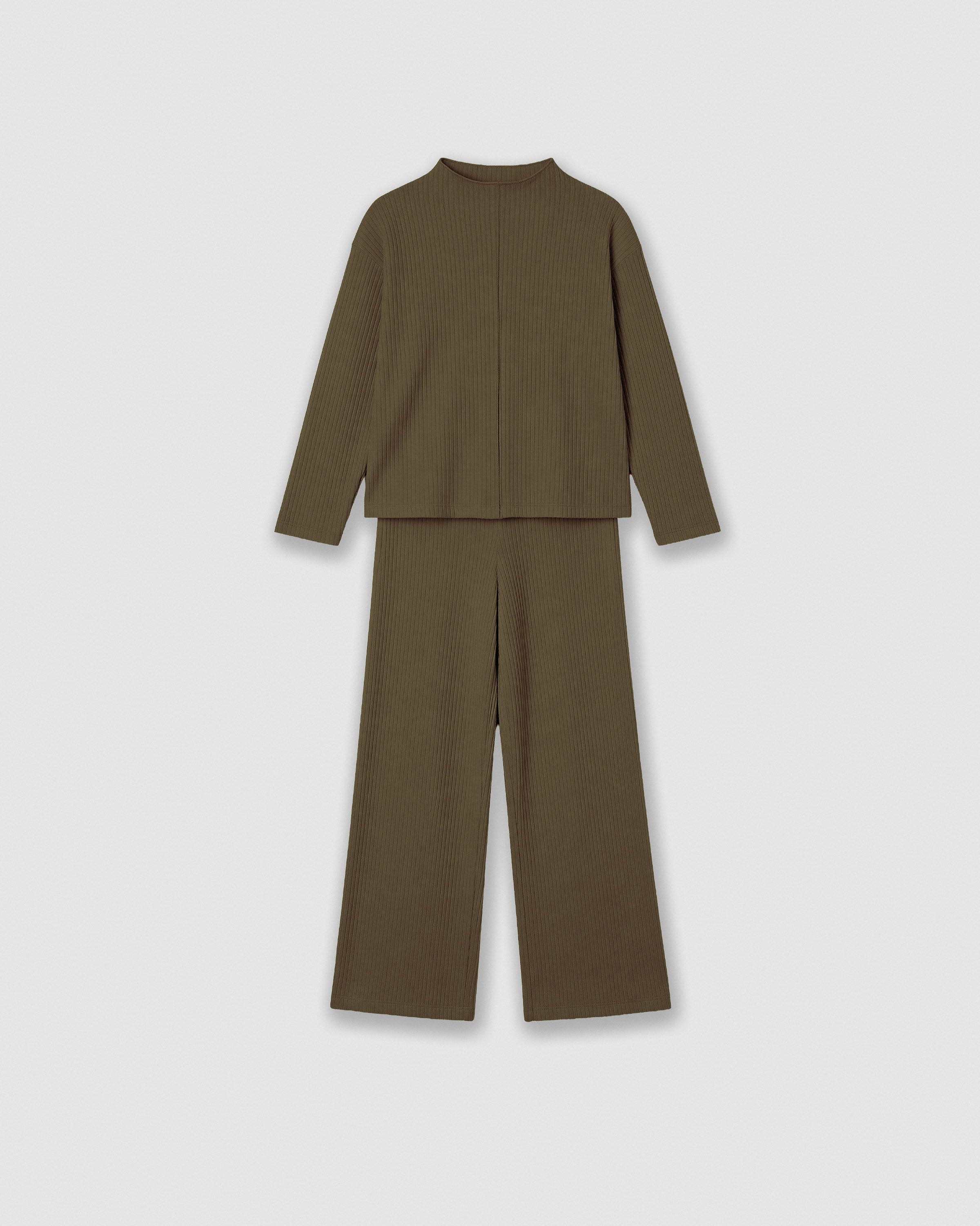 Set jersey pantalón canalé liso verde