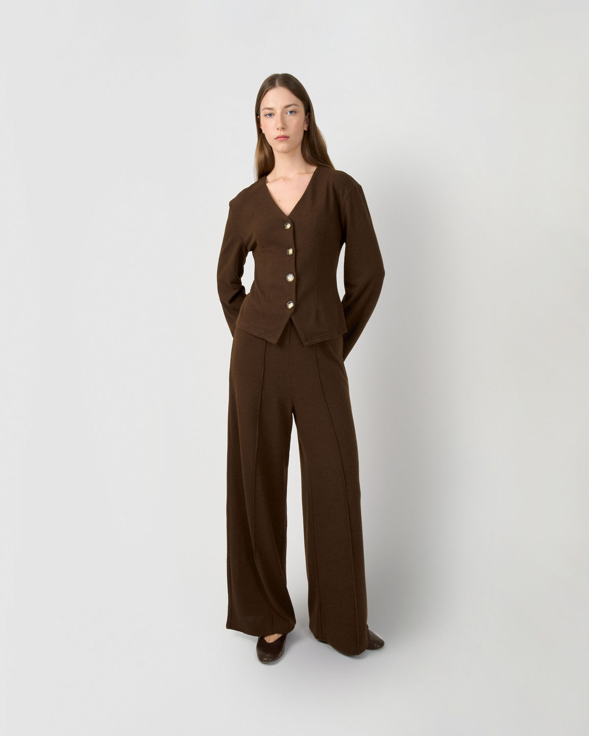 Set chaqueta pantalón angorina chocolate