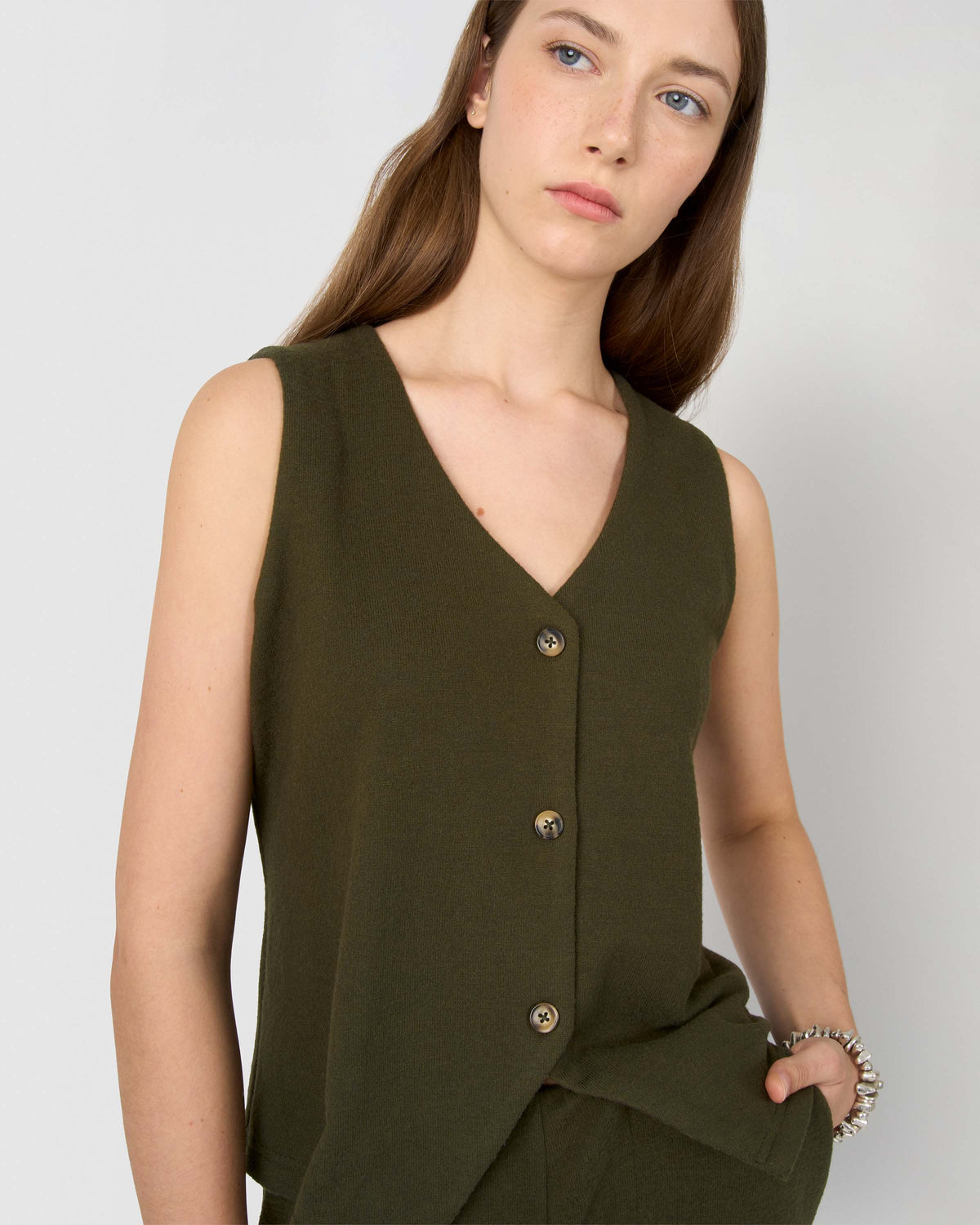Set chaleco pantalón angorina verde