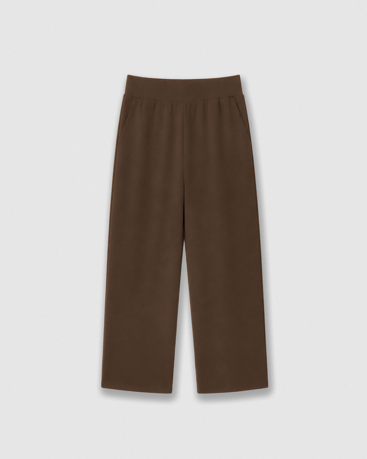 Pantalón largo fluido liso marrón