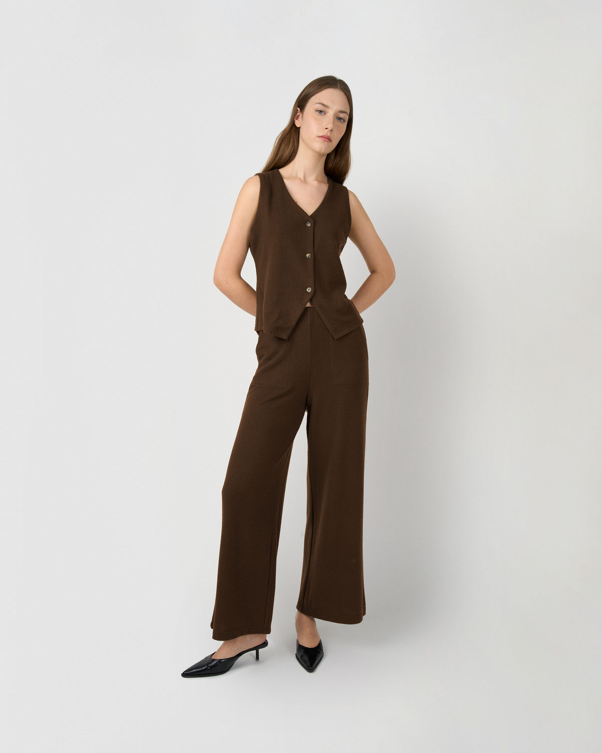 Pantalón largo angorina liso chocolate